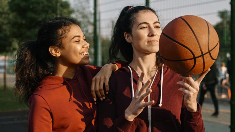 playing basketball outdoors